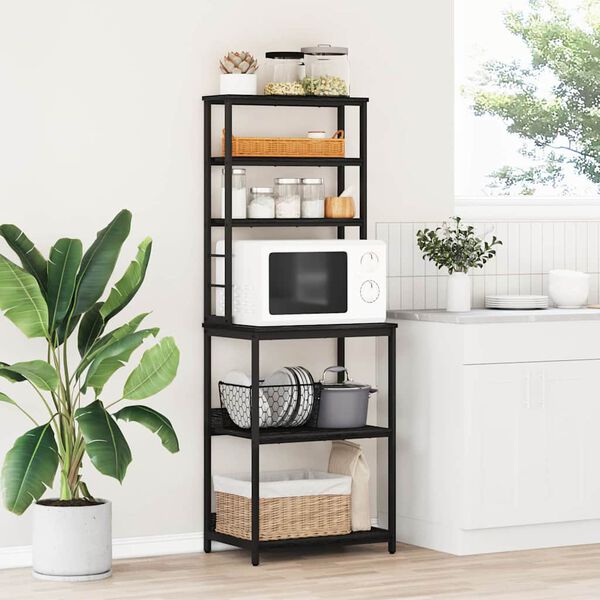 vidaXL Estante de cocina Roble Negro 60 x 40 x 168 cm