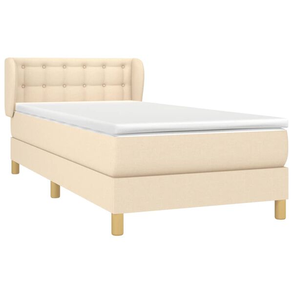 vidaXL Cama box spring con colch&oacute;n tela color crema 100x200 cm