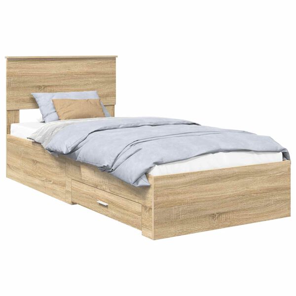 vidaXL Estructura de cama con cabecera Roble Sonoma 90 x 200 cm