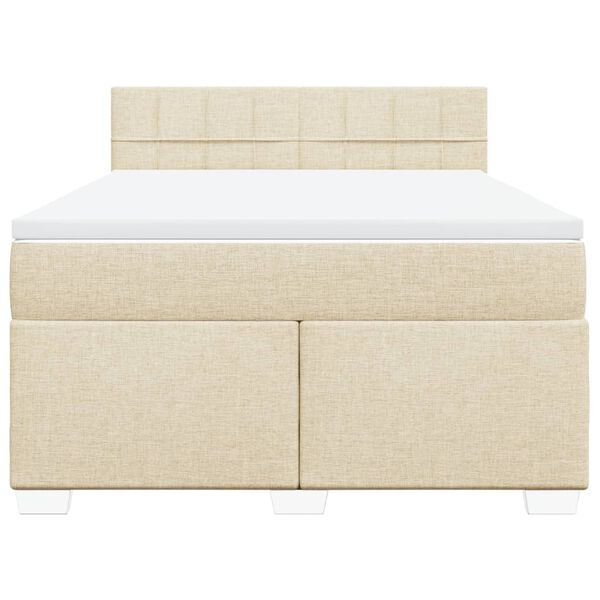 vidaXL Cama box spring con colch&oacute;n tela color crema 140x200 cm