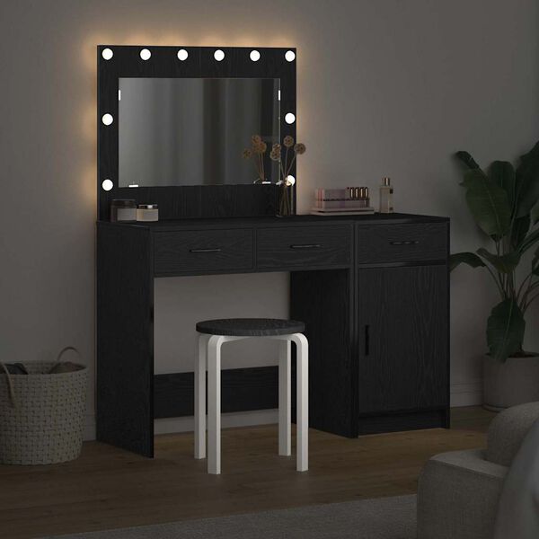 vidaXL Mesa de tocador con cajón 2 pcs Negro 40 x 41 x 75 cm