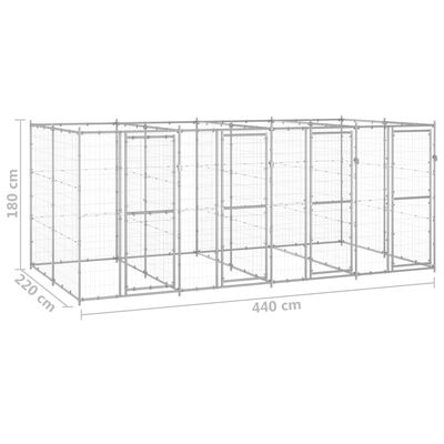 vidaXL Perrera de exterior de acero galvanizado 9,68 m²