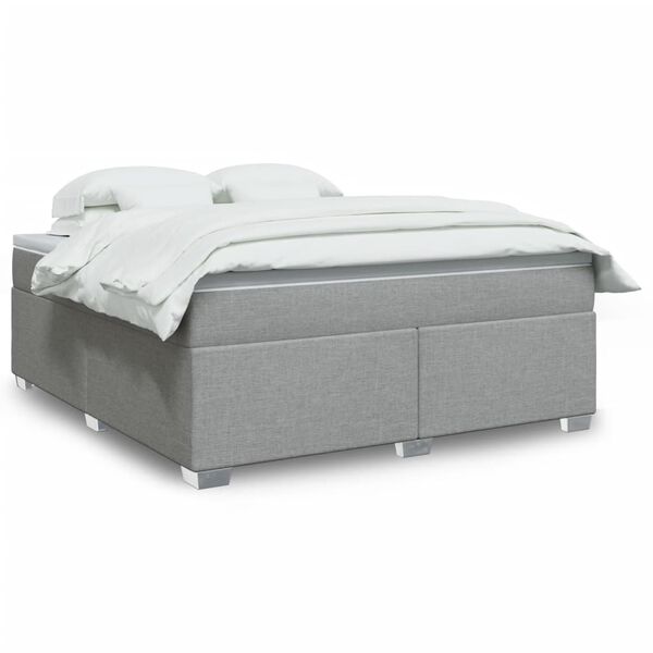 vidaXL Cama box spring con colch&oacute;n tela gris claro 180x200 cm