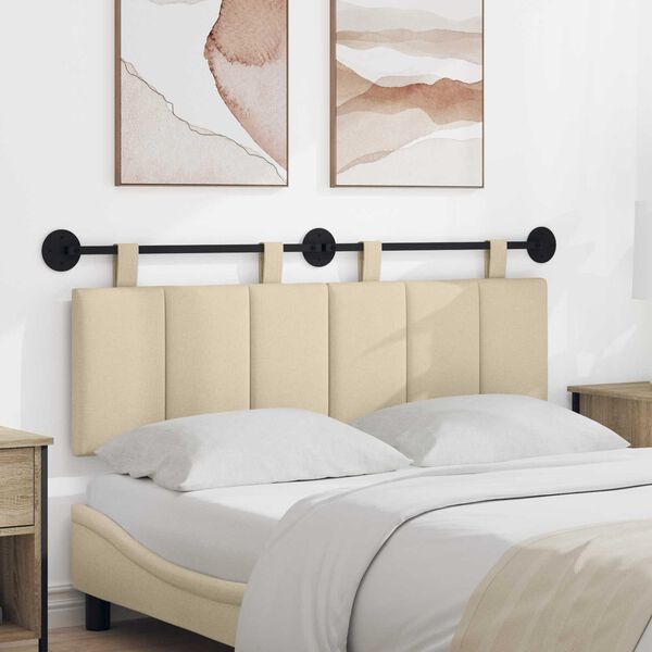 vidaXL Cabecera Colgante Rayado Crema 150 x 55 x 5 cm tela