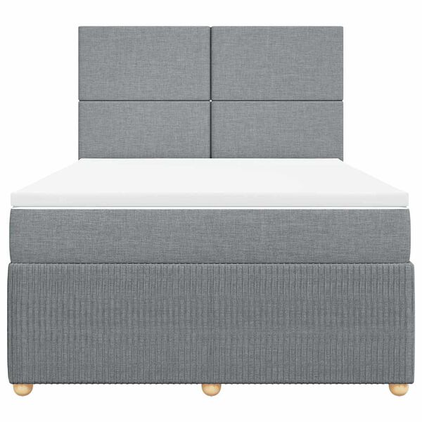 vidaXL Cama box spring con colch&oacute;n tela gris claro 140x200 cm