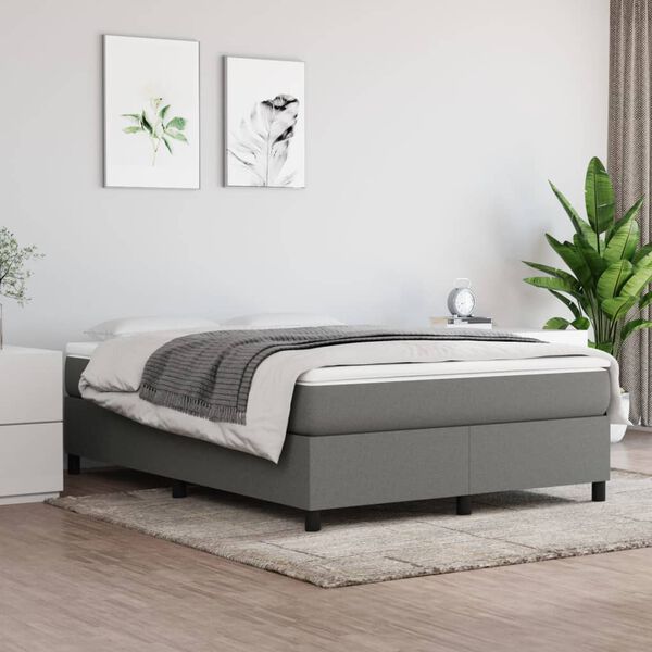 vidaXL Estructura de cama con somier tela gris oscuro 140x190 cm