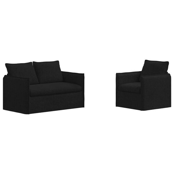 vidaXL Juego de Sof&aacute; 2 pcs Negro 196 x 82 x 85 cm tela