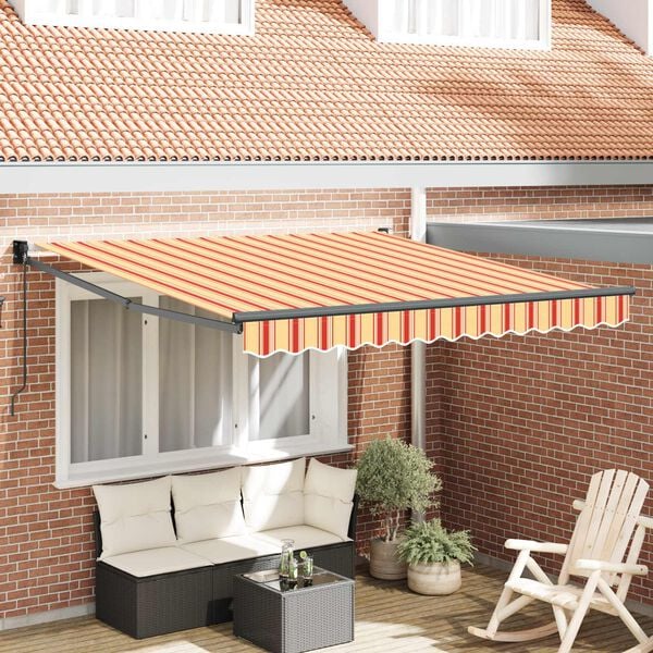 vidaXL Toldo Retr&aacute;ctil Manual Amarillo y Naranja 300 x 250 cm