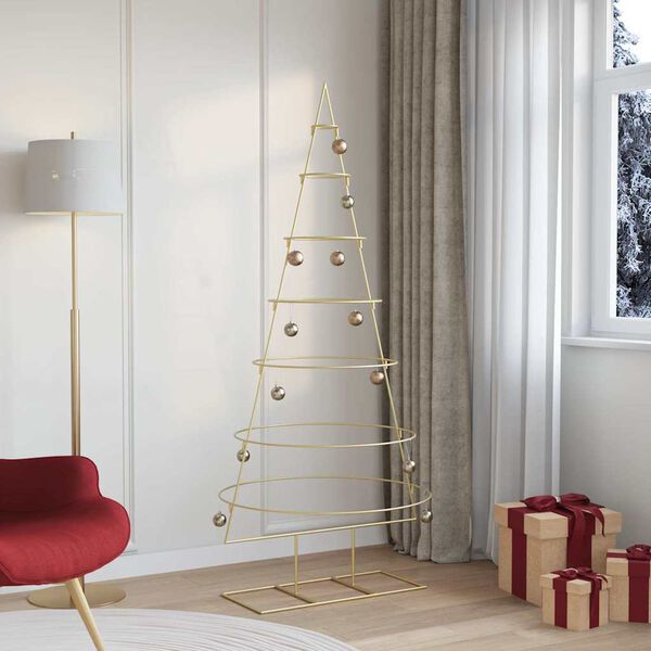 vidaXL Árbol de Navidad de metal con soporte Dorado 180 cm