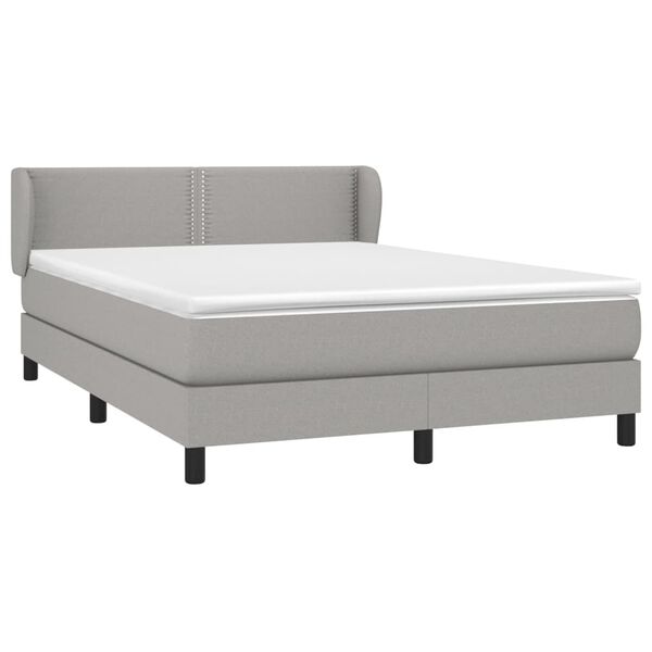 vidaXL Cama box spring con colch&oacute;n tela gris claro 140x190 cm