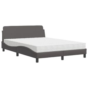 vidaXL Cama con colch&oacute;n Dover cuero sint&eacute;tico gris 120x200 cm