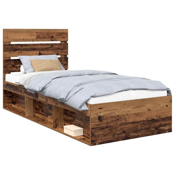 vidaXL Estructura de cama con cabecera Madera vieja 100 x 200 cm