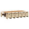 vidaXL Set comedor de jard&iacute;n con cojines 13 pzas rat&aacute;n sint&eacute;tico beige