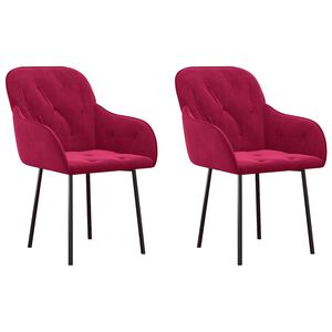 vidaXL Sillas de comedor 2 unidades terciopelo rojo tinto