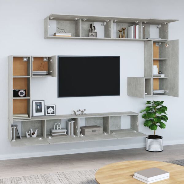 vidaXL Mueble de pared de TV madera contrachapada gris hormig&oacute;n