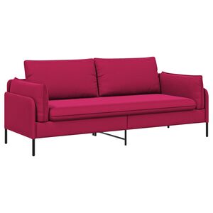 vidaXL Sof&aacute; de 3 plazas 3 plaza Rojo vino 222 x 81 x 89 cm Terciopelo