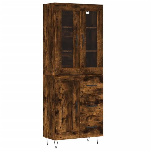 vidaXL Aparador alto madera contrachapada roble ahumado 69,5x34x180 cm