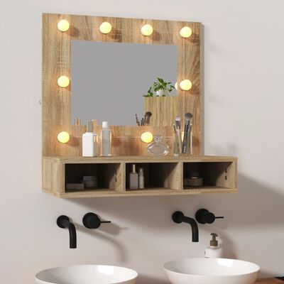 vidaXL Mueble con espejo y LED color roble Sonoma 60x31,5x62 cm