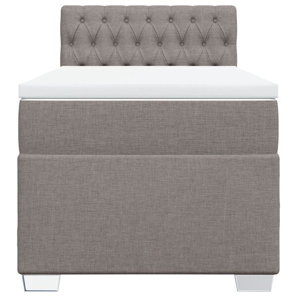 vidaXL Cama box spring con colch&oacute;n tela gris taupe 100x200 cm