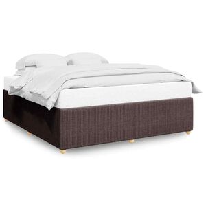 vidaXL Cama sin colch&oacute;n tela marr&oacute;n oscuro 200x200 cm