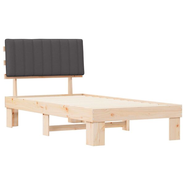 vidaXL Estructura de Cama con Cabecera Tapizada Gris oscuro