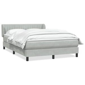 vidaXL Cama box spring con colch&oacute;n terciopelo gris claro 160x220 cm