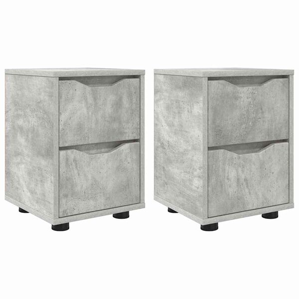 vidaXL Mesas de noche con caj&oacute;n 2 pcs Gris Concreto 30,5 x 30 x 43 cm