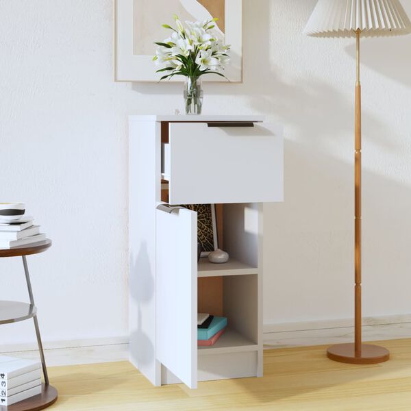 vidaXL Aparador de madera contrachapada blanco 30x30x70 cm
