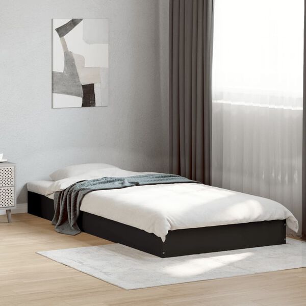 vidaXL Estructura de cama madera de ingenier&iacute;a negra 75x190 cm