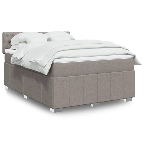 vidaXL Cama box spring con colch&oacute;n tela gris taupe 140x200 cm