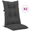 vidaXL Coj&iacute;n silla de jard&iacute;n respaldo alto 2 uds tela gris 120x50x7 cm