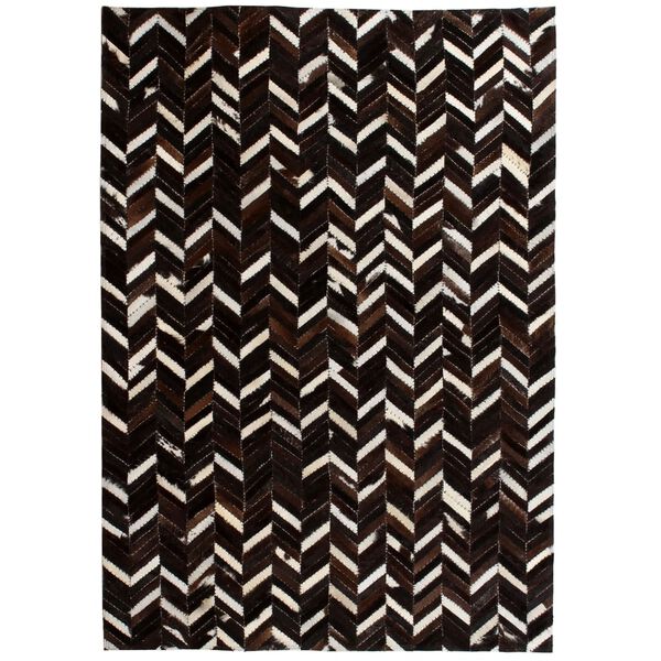 vidaXL Alfombra de retazos de cuero 80x150 cm chevr&oacute;n negro/blanco