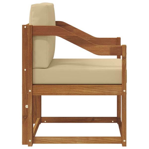 vidaXL Sof&aacute; de exterior Madera de Acacia S&oacute;lida y Poli&eacute;ster Natural