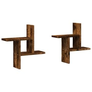 vidaXL Estantes pared 2 uds madera ingenier&iacute;a roble ahumado 38x12x38cm
