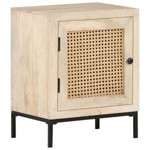 vidaXL Mesita de noche madera maciza mango y ca&ntilde;a natural 40x30x50 cm