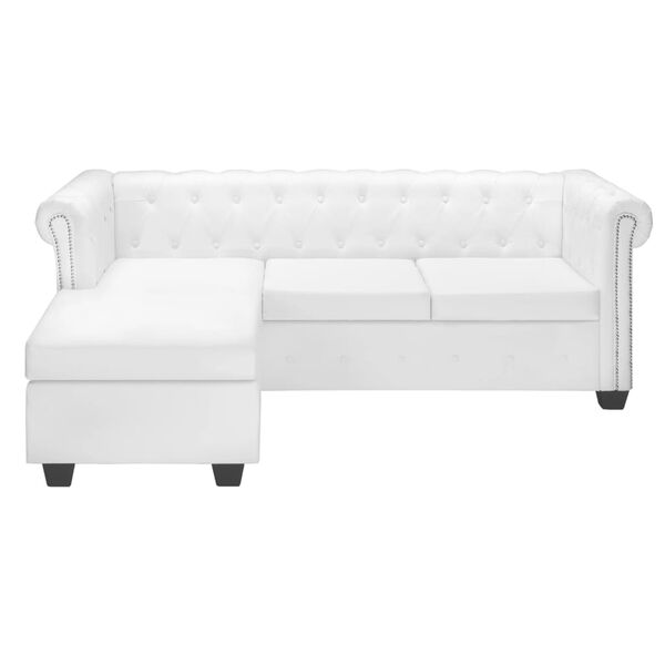 vidaXL Sofá Chesterfield en forma de L cuero sintético blanco