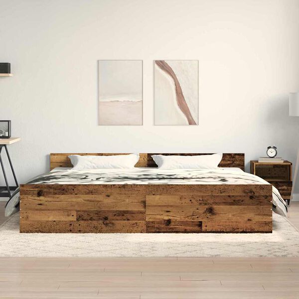 vidaXL Estructura de cama con cabecera Madera Vieja 203 x 203 x 50 cm