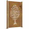vidaXL Puerta de jardín 100x125 cm de acero corten con diseño de árbol