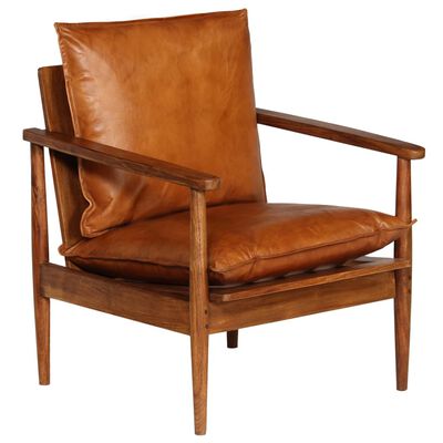 vidaXL Set de sofás 3 pzas cuero auténtico madera maciza acacia marrón