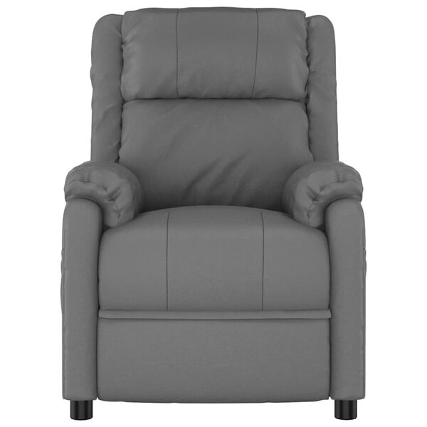 vidaXL Sillón de masaje elevable cuero sintético gris