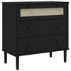 vidaXL C&oacute;moda SENJA aspecto rat&aacute;n madera maciza pino negro 80x40x80cm