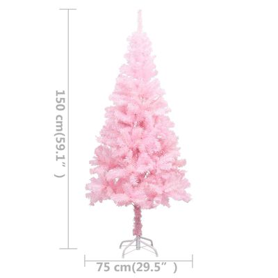 vidaXL Árbol de Navidad preiluminado con luces y bolas rosa 150 cm