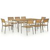 vidaXL Set de comedor de jard&iacute;n 9 pzas madera maciza de acacia y acero