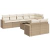 vidaXL Set de sof&aacute;s de jard&iacute;n 9 pzas con cojines rat&aacute;n sint&eacute;tico beige