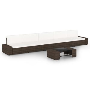 vidaXL Juego de muebles de jard&iacute;n 6 piezas rat&aacute;n sint&eacute;tico marr&oacute;n