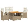 vidaXL Set comedor de jard&iacute;n 5 pzas con cojines rat&aacute;n sint&eacute;tico beige