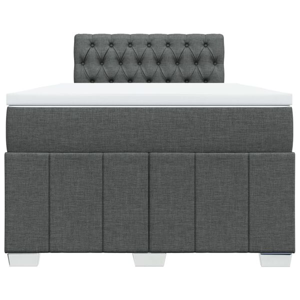 vidaXL Cama box spring con colch&oacute;n tela gris oscuro 120x200 cm