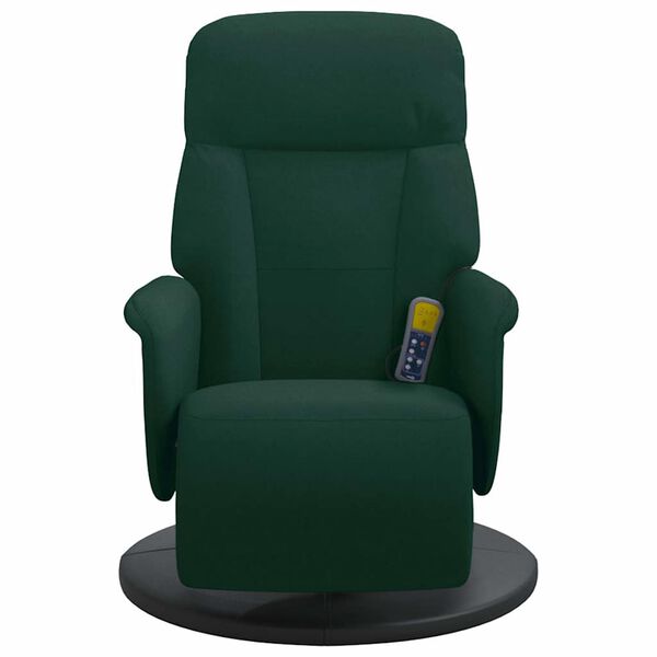 vidaXL Sill&oacute;n reclinable masaje con reposapi&eacute;s terciopelo verde oscuro