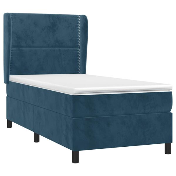 vidaXL Cama box spring con colch&oacute;n terciopelo azul oscuro 90x190 cm