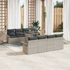 vidaXL Conjunto de sof&aacute; de jard&iacute;n 9 pcs Gris Claro rat&aacute;n sint&eacute;tico